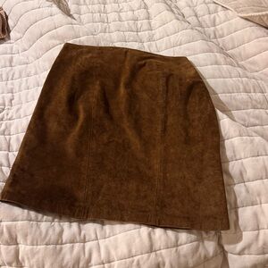 Brown Vintage Korean Suede Mini Skirt
